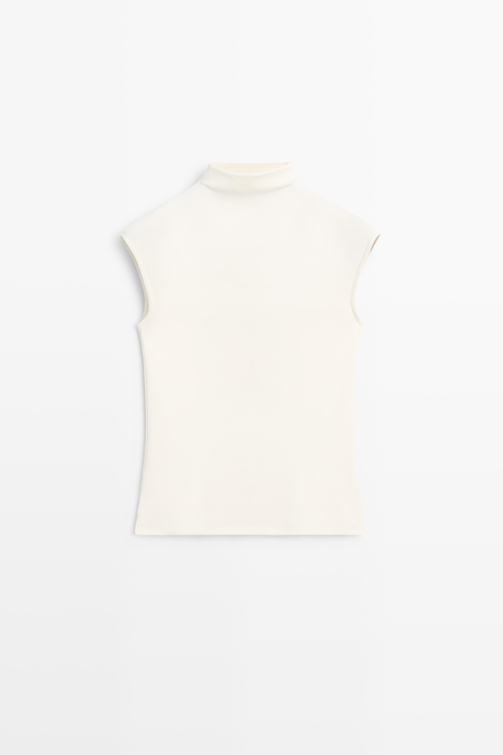 Top à col cheminée en maille extensible